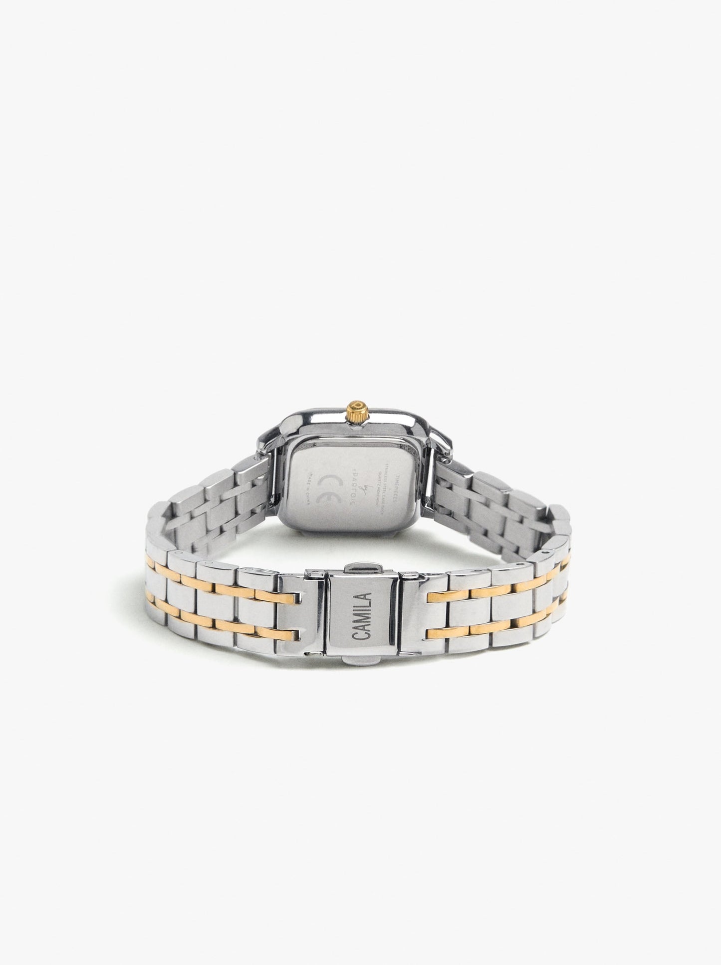 Rectangular Bicolor Watch With Stainless Steel Bracelet