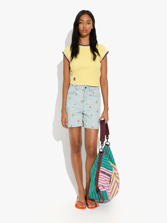 Denim Shorts With Embroidery 100% Cotton