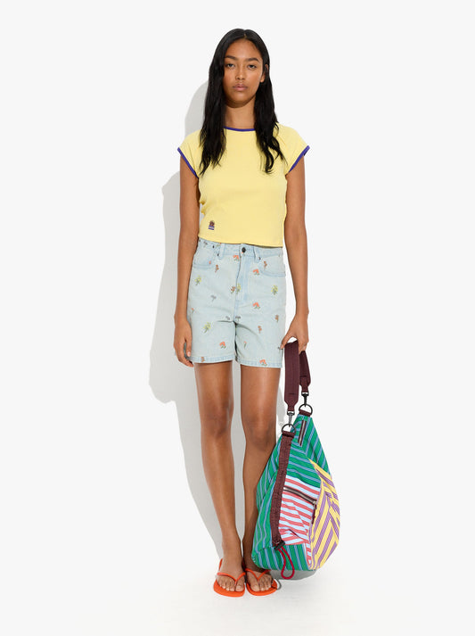 Denim Shorts With Embroidery 100% Cotton