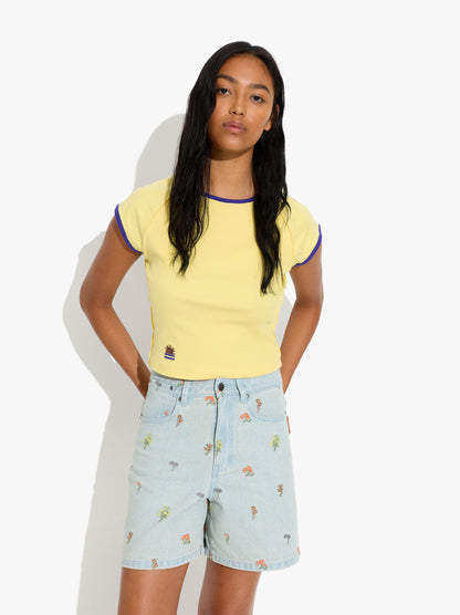 Denim Shorts With Embroidery 100% Cotton