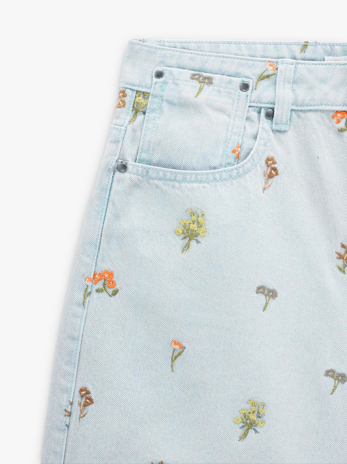 Denim Shorts With Embroidery 100% Cotton
