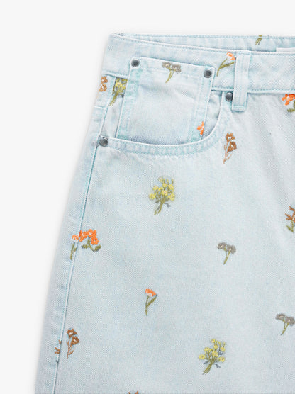 Denim Shorts With Embroidery 100% Cotton
