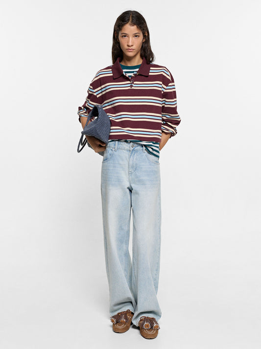 Striped T-Shirt With Polo Collar