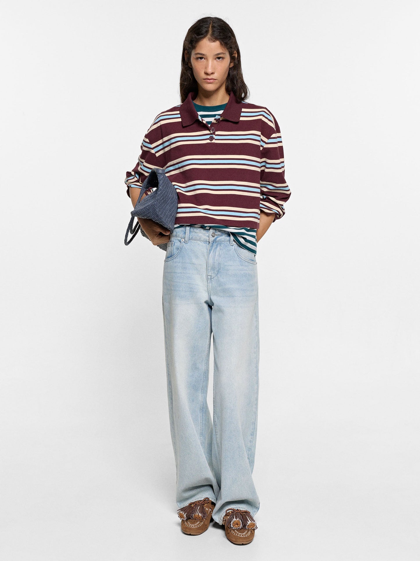 Striped T-Shirt With Polo Collar