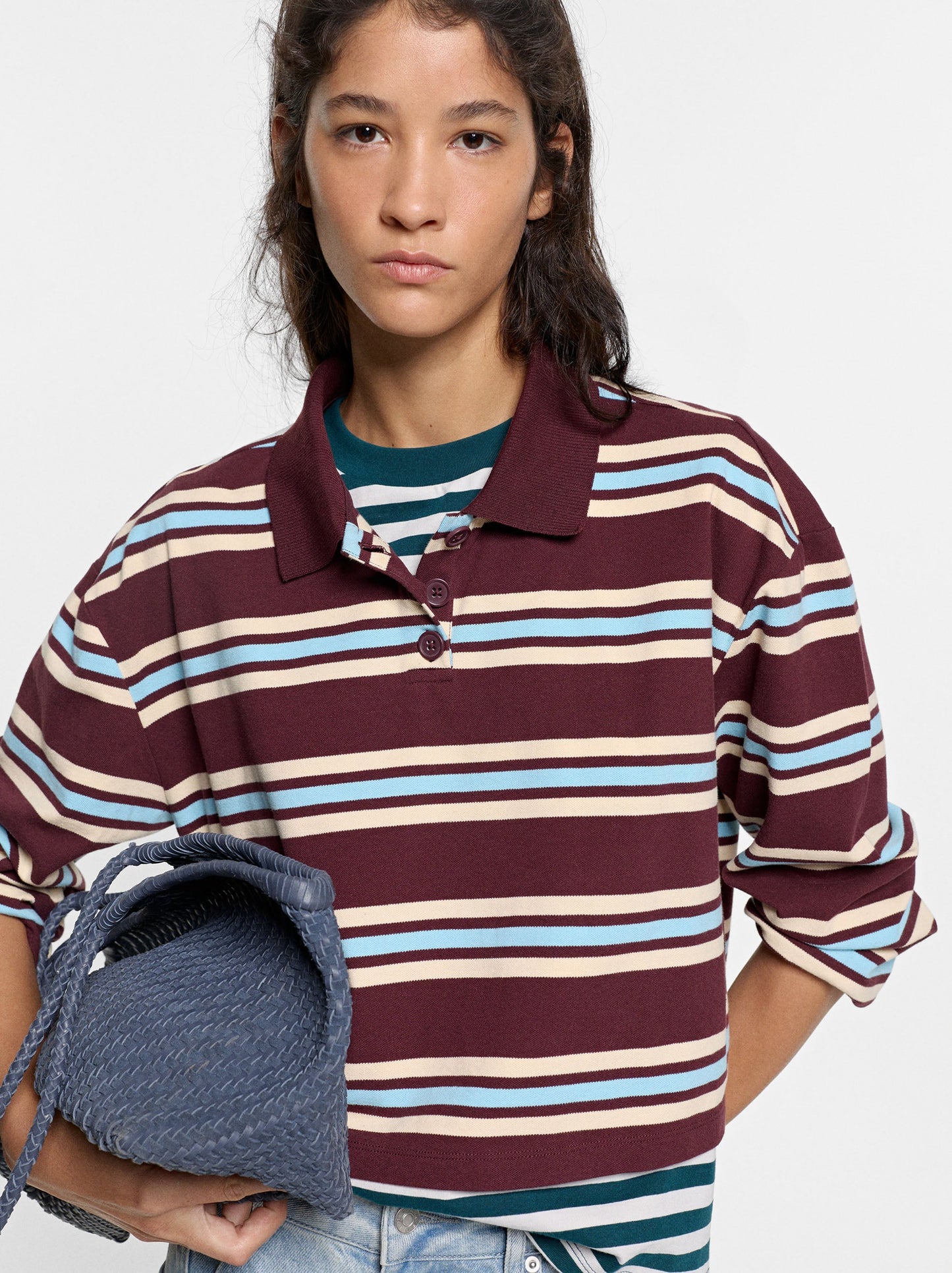 Striped T-Shirt With Polo Collar