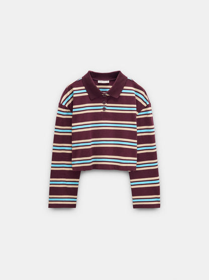 Striped T-Shirt With Polo Collar
