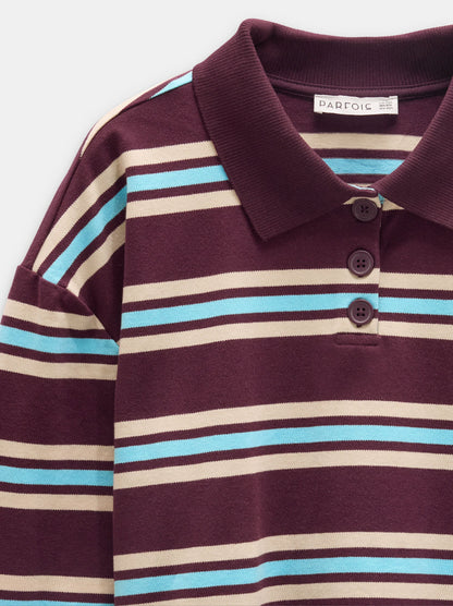 Striped T-Shirt With Polo Collar