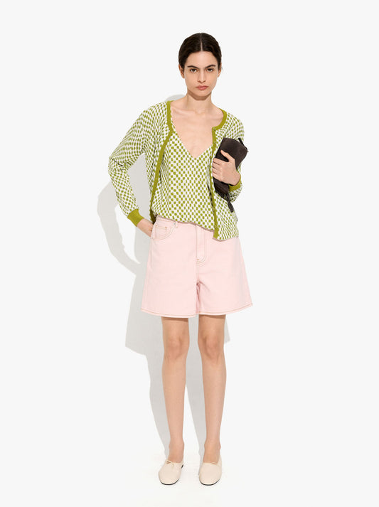 Printed Fine-Knit Cardigan