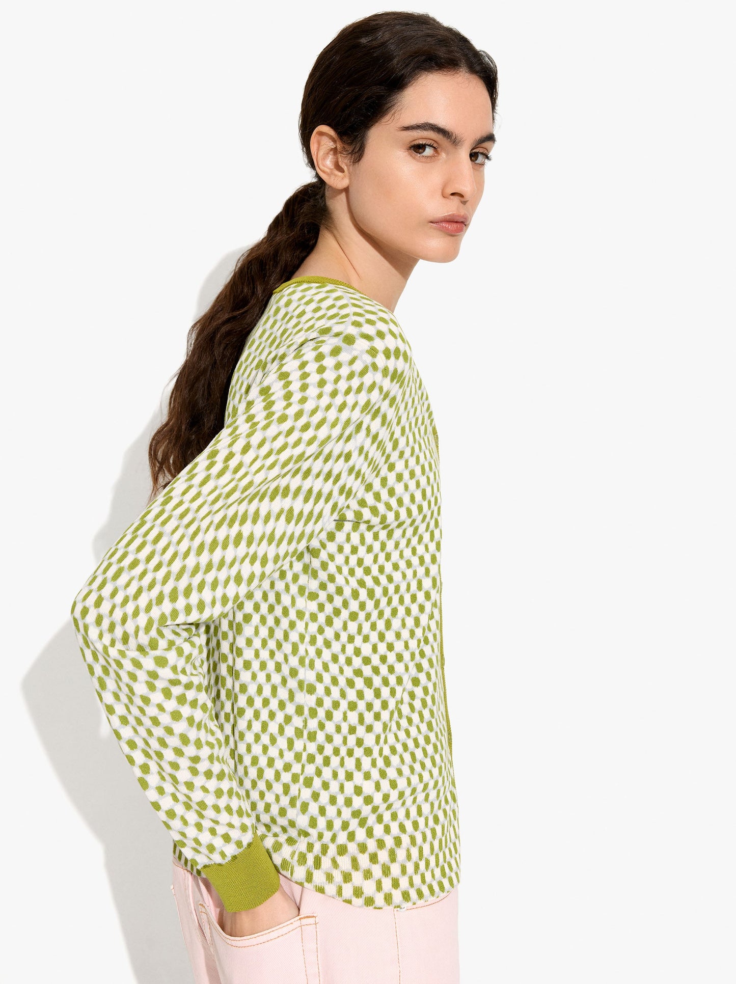 Printed Fine-Knit Cardigan