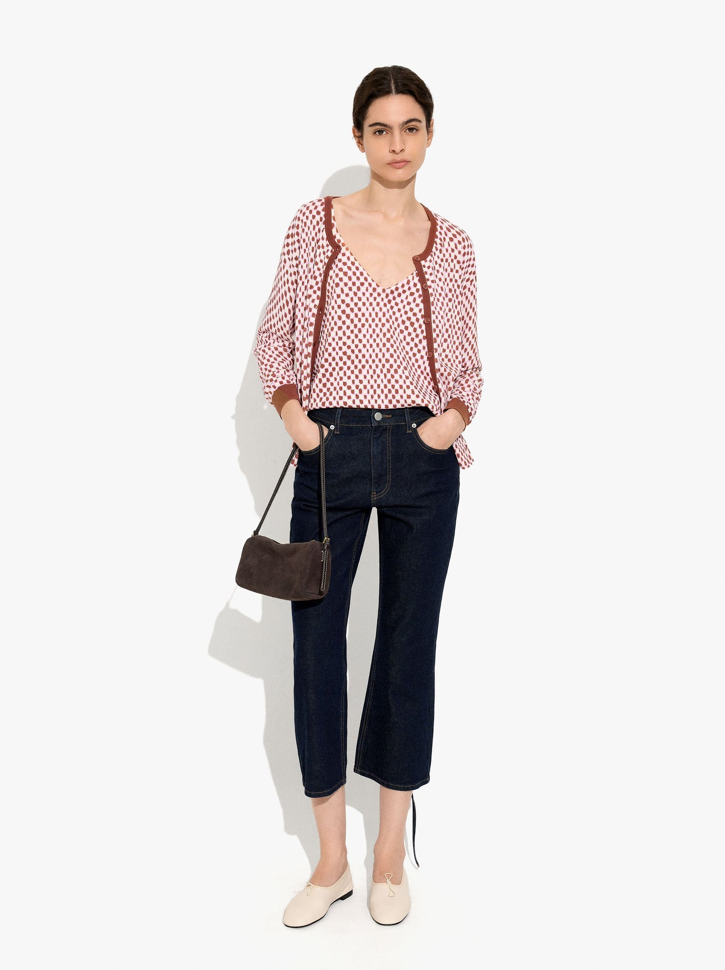 Printed Fine-Knit Cardigan
