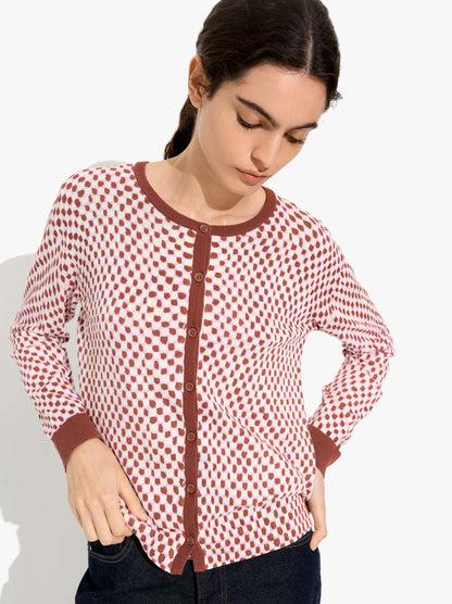 Printed Fine-Knit Cardigan
