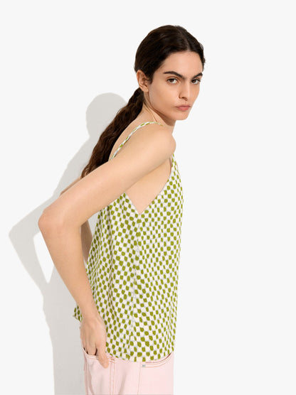 Printed Fine-Knit Strappy Top