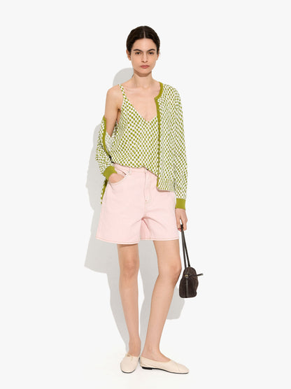 Printed Fine-Knit Strappy Top