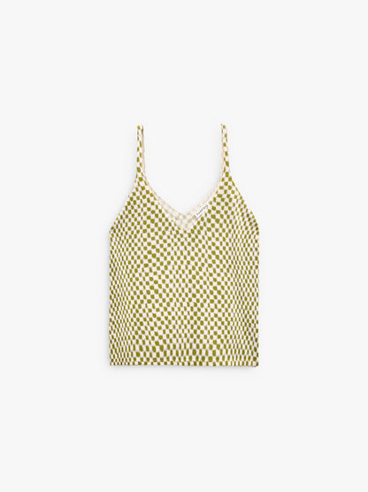 Printed Fine-Knit Strappy Top