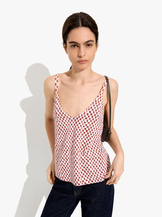 Printed Fine-Knit Strappy Top