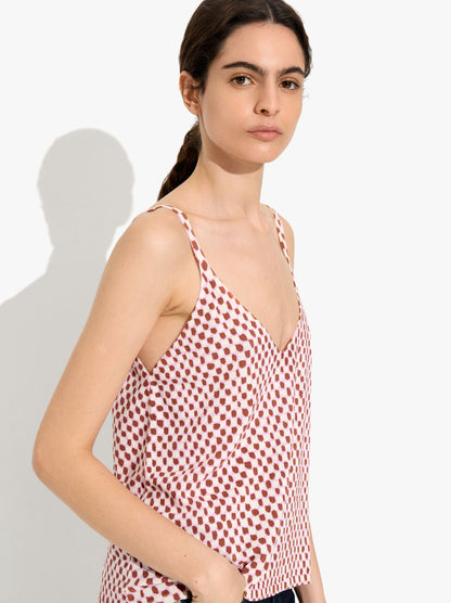 Printed Fine-Knit Strappy Top