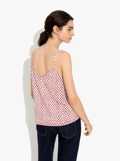Printed Fine-Knit Strappy Top