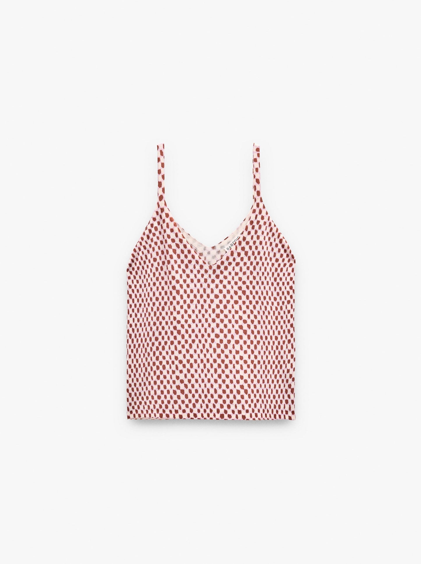 Printed Fine-Knit Strappy Top