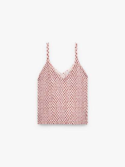 Printed Fine-Knit Strappy Top