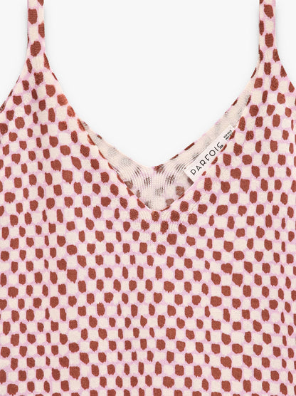 Printed Fine-Knit Strappy Top