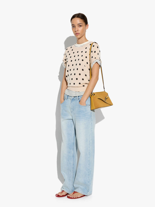 Sweater In Knit With Printed Polka Dots