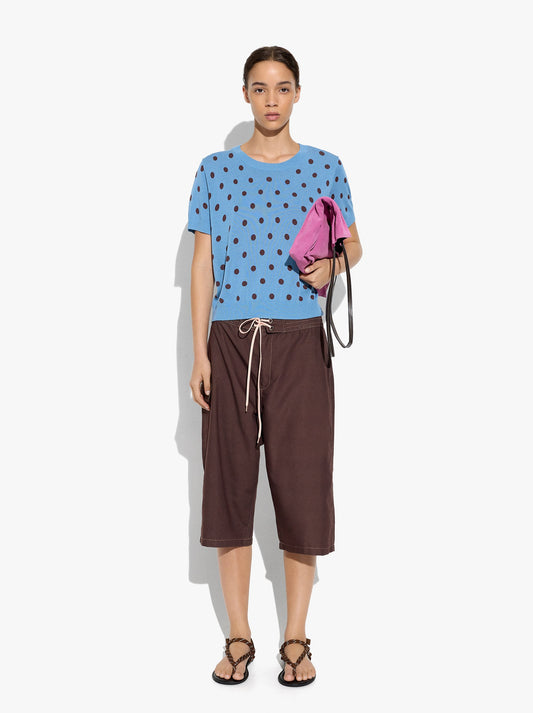 Sweater In Knit With Printed Polka Dots