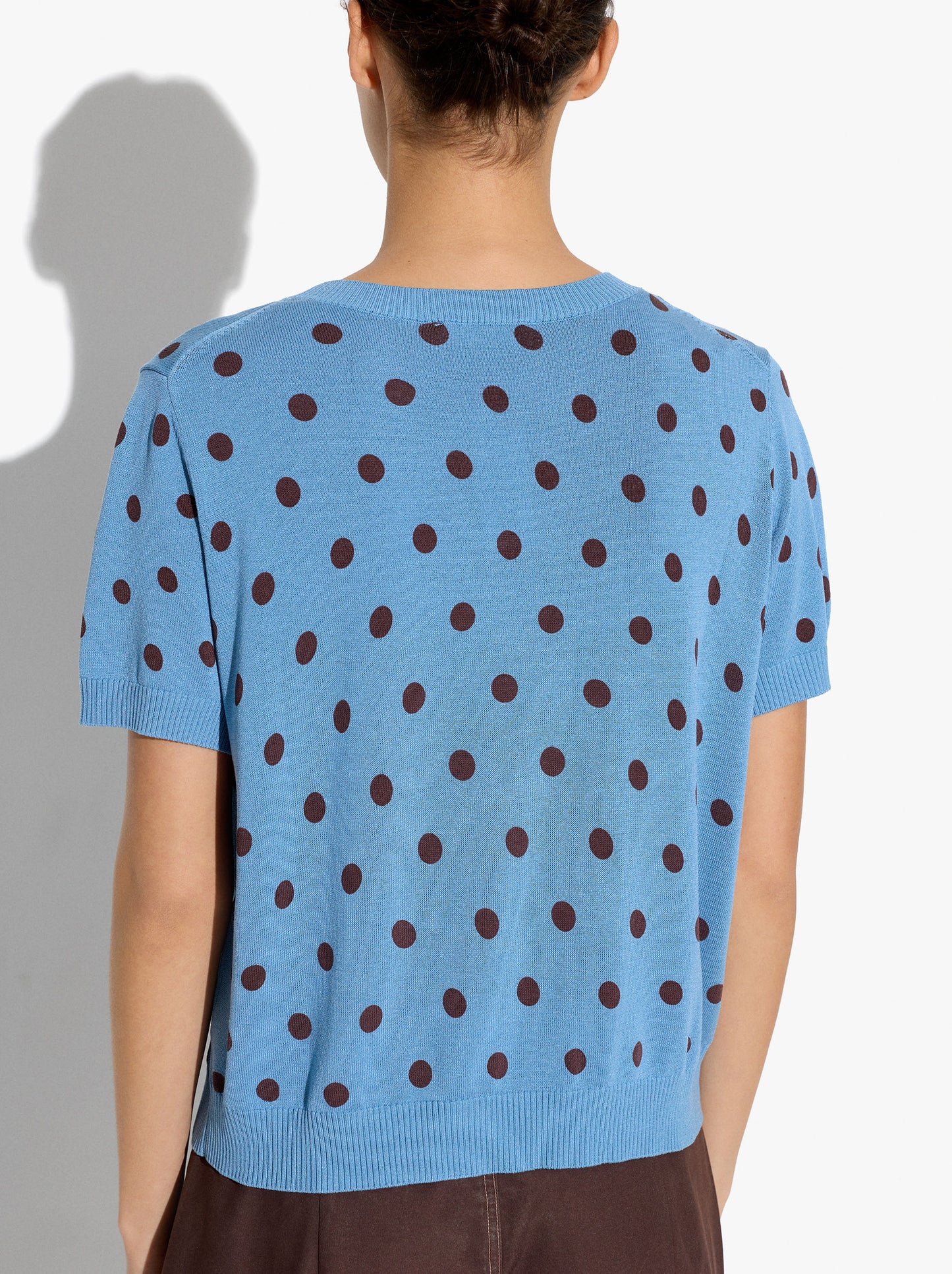 Sweater In Knit With Printed Polka Dots