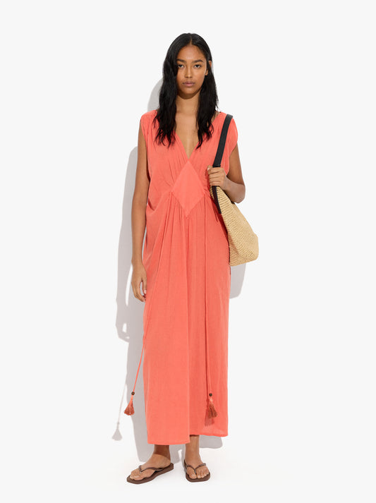 Long Dress With Diamond Pattern 100% Cotton