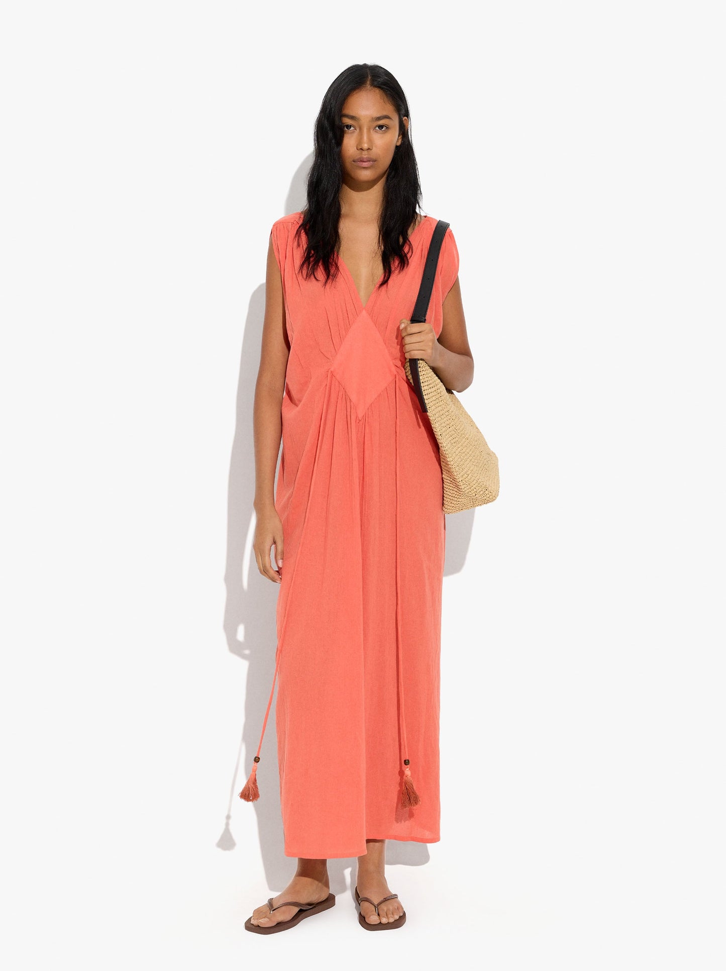 Long Dress With Diamond Pattern 100% Cotton