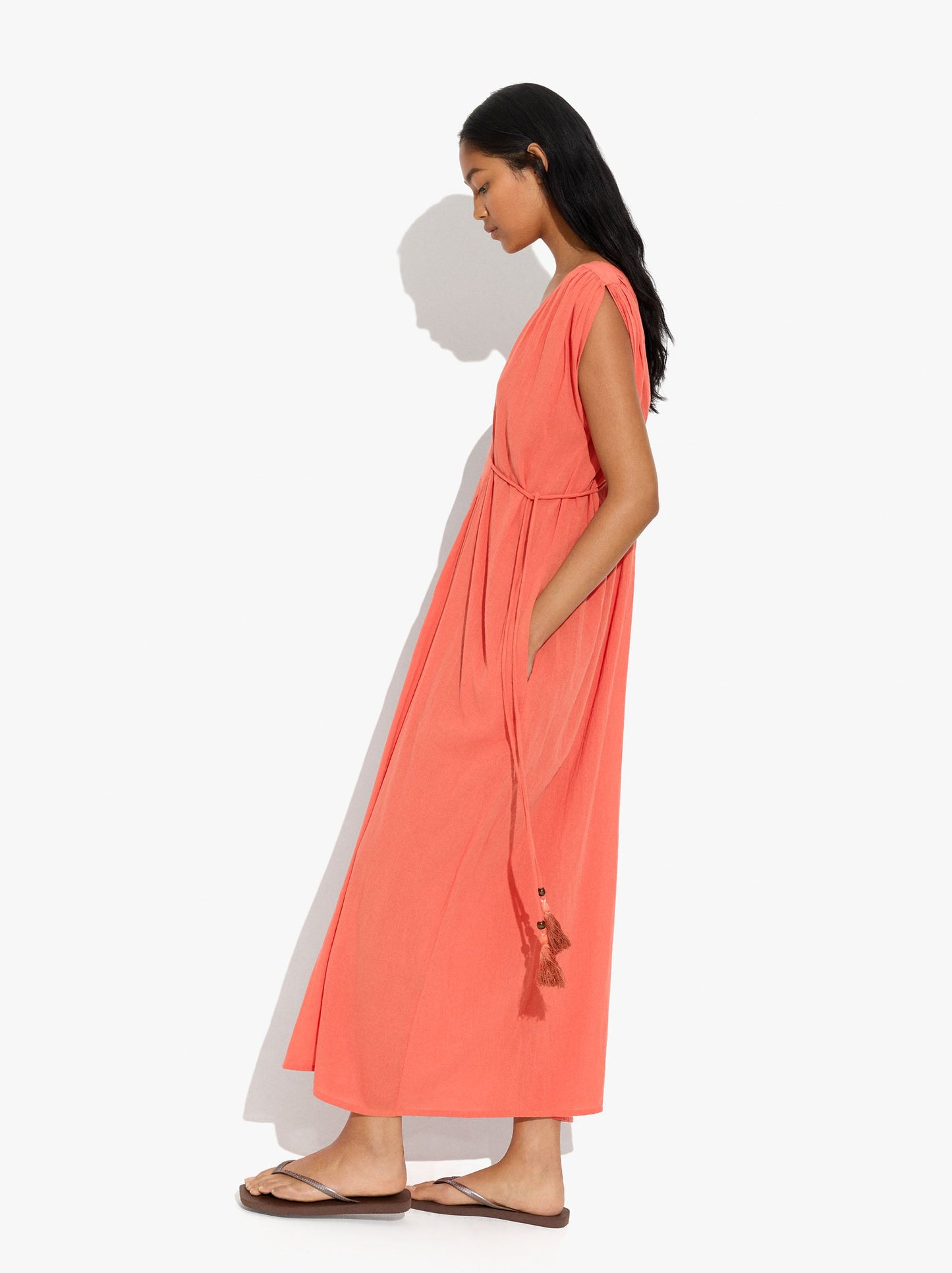 Long Dress With Diamond Pattern 100% Cotton