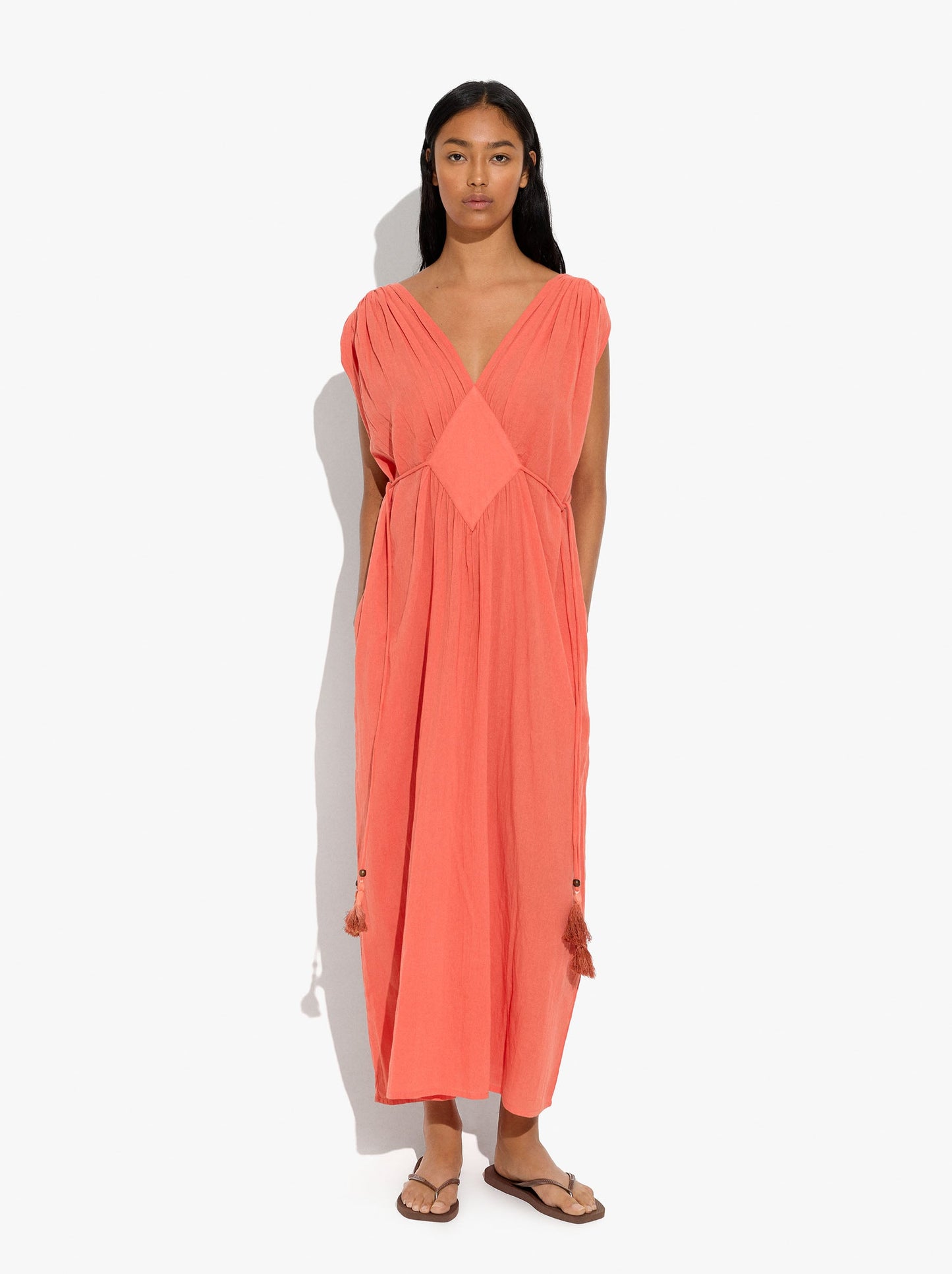 Long Dress With Diamond Pattern 100% Cotton