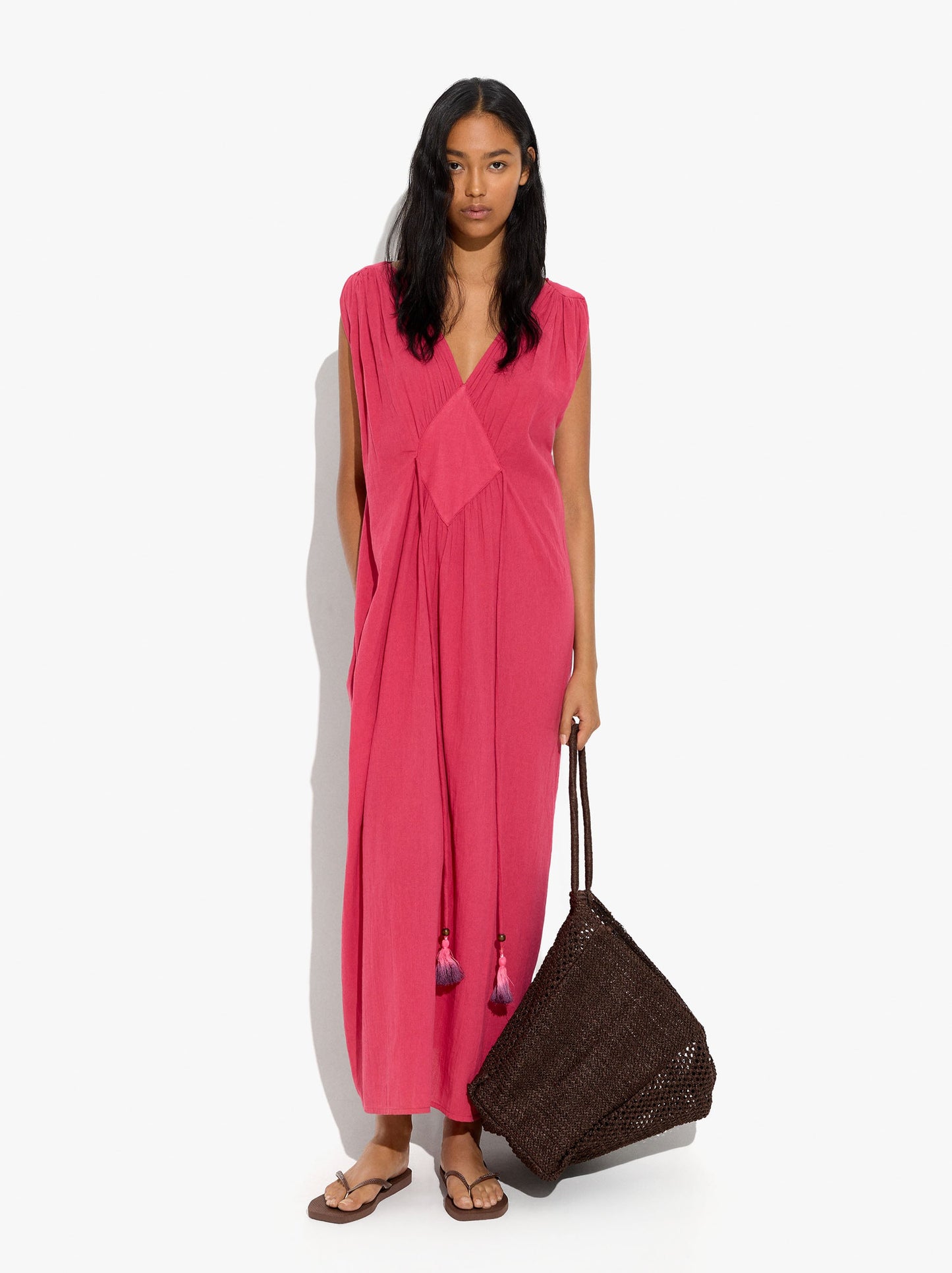 Long Dress With Diamond Pattern 100% Cotton