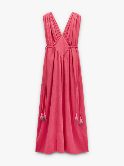 Long Dress With Diamond Pattern 100% Cotton