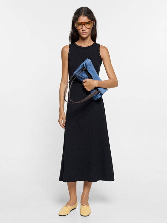 Plain Midi Dress With Stud Detail