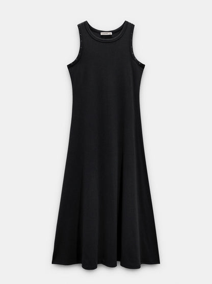 Plain Midi Dress With Stud Detail