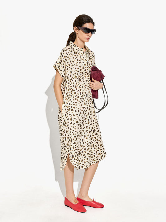 Animal-Print Midi Dress In 100% Lyocell
