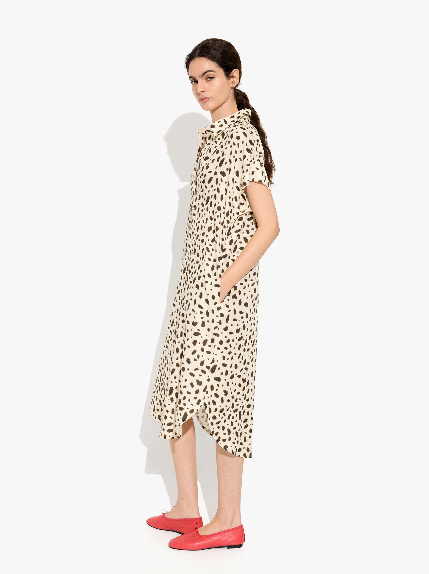 Animal-Print Midi Dress In 100% Lyocell