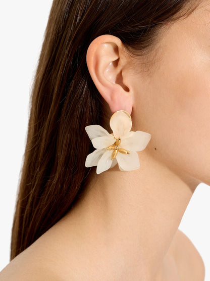 Maxi Flower Earrings With Embossed Detail
