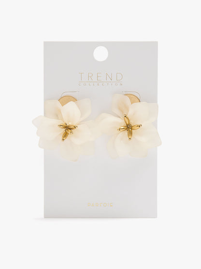 Maxi Flower Earrings With Embossed Detail