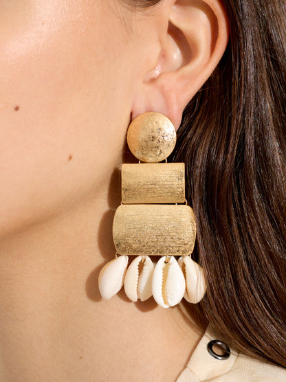Maxi Geometric Earrings With Shells