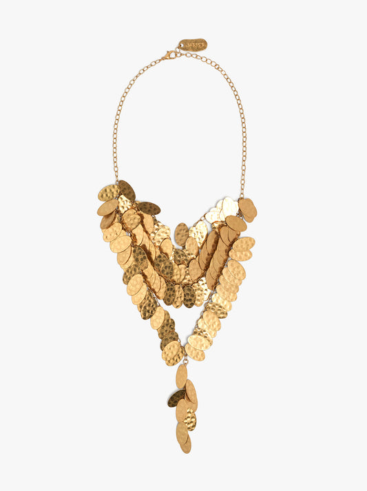 Long Necklace With Metallic Petals