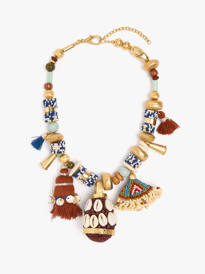 Multicolor Ethnic Necklace With Pendants