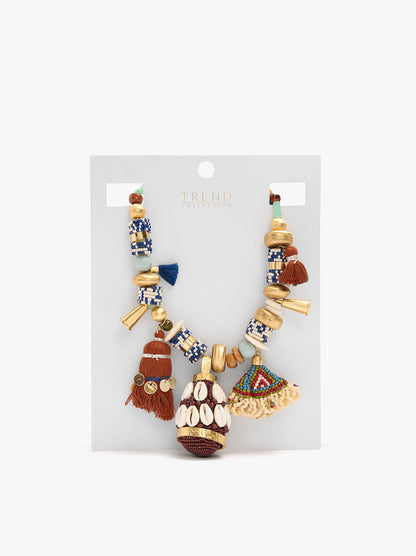 Multicolor Ethnic Necklace With Pendants
