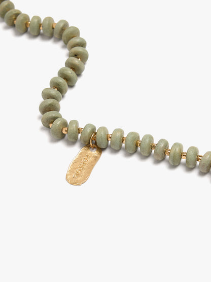 Necklace Of Wood Beads With Tassel And Shells