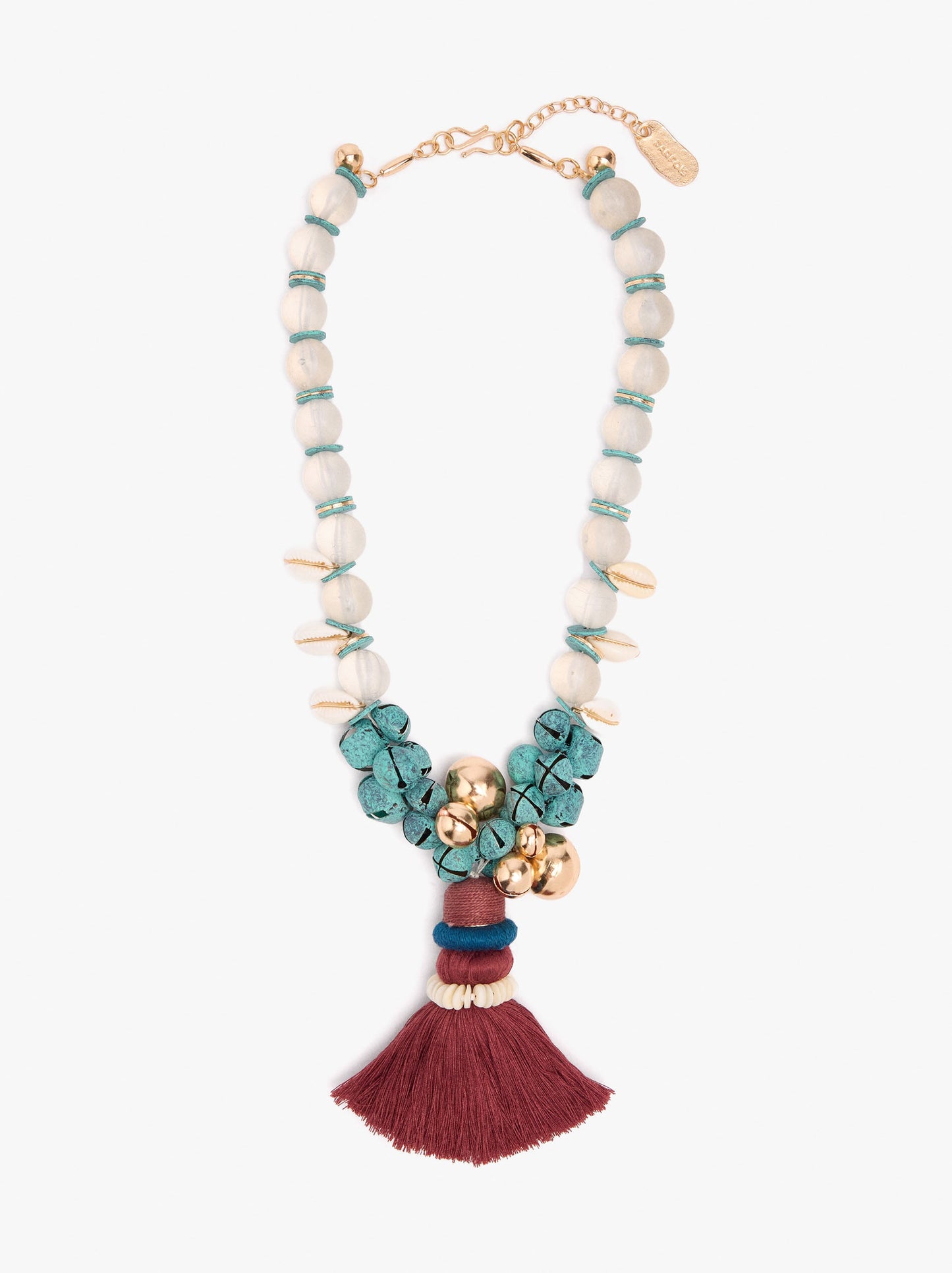 Necklace Of Glass Beads And Shells With Bells