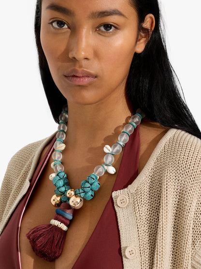 Necklace Of Glass Beads And Shells With Bells