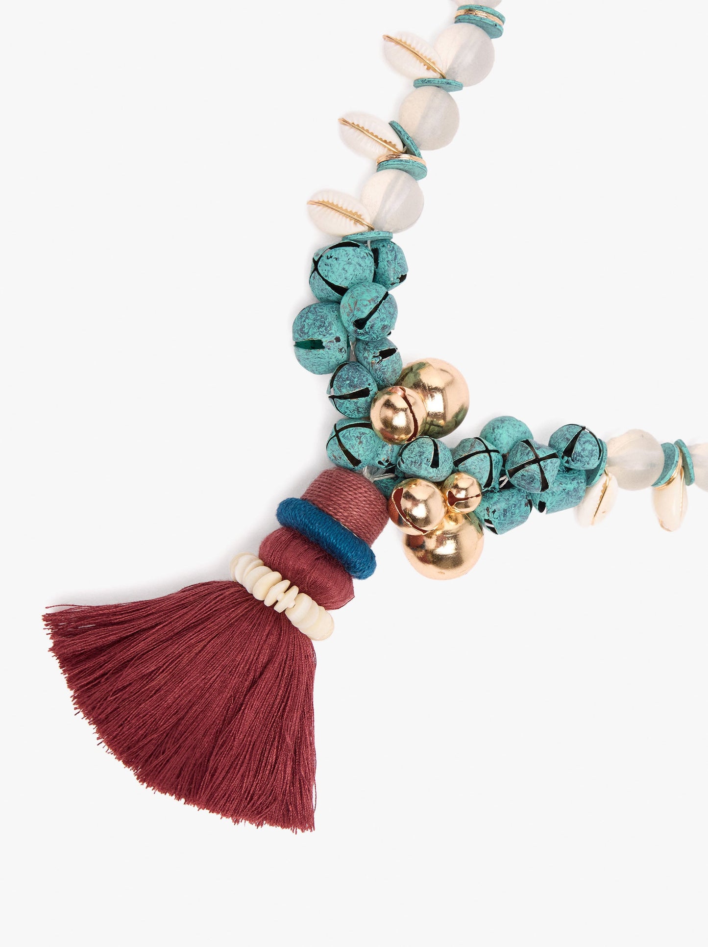Necklace Of Glass Beads And Shells With Bells