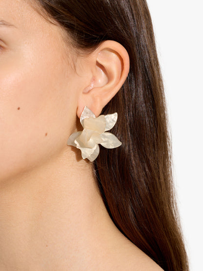 Flower Earrings With Embossed Detail