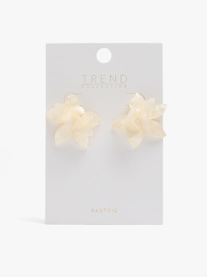 Flower Earrings With Embossed Detail