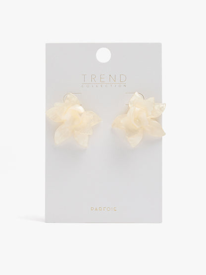 Flower Earrings With Embossed Detail